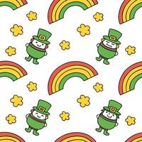 Playful leprechauns and pots of gold seamless tile pattern with vibrant festive colors concept as Vibrant festive colors highlight playful leprechauns amidst pots of gold in seamle Clean Pro vector