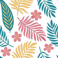 Playful summer leaves seamless pattern with colorful tropical leaves and flowers for vibrant spaces concept as Colorful tropical leaves and flowers arranged seamlessly for a playfu Clean Pro 2 vector