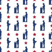 Poll worker silhouette tiles concept as Cartoon silhouettes of poll workers in various poses forming a seamless pattern Camera pans across the tiles showcasing different activitie Clean Pro vector
