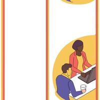 Portrait of team members using voice controlled assistants for hands free collaboration copy space on right concept as A portrait of team members using voice controlled assistants Clean Pro vector