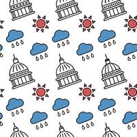 Prediction weather map tiles concept as Cartoon style weather map icons forming a seamless pattern to represent election forecasts Camera pans across the map revealing different p Clean Pro vector
