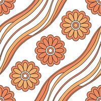 Psychedelic retro seamless tile pattern with swirling vibrant colors and trippy vintage illustrations concept as Trippy swirling colors and abstract vintage graphics create seamles Clean Pro vector