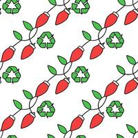 Recycled Glass Christmas Lights concept as A seamless minimal background featuring a repeating pattern of Christmas lights made from recycled glass symbolizing a sustainable and fe Clean Pro vector