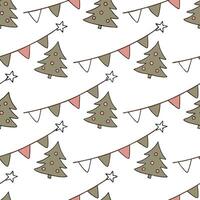Recycled Paper Christmas Garland concept as A seamless minimal background featuring a repeating pattern of Christmas garlands made from recycled paper symbolizing a sustainable and Clean Pro vector