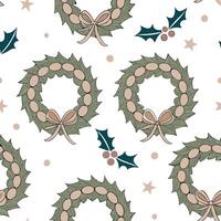 Recycled Paper Christmas Wreath concept as A seamless minimal background featuring a repeating pattern of Christmas wreaths made from recycled paper symbolizing a sustainable and f Clean Pro vector