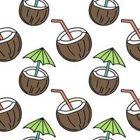 Refreshing coconut drink seamless tile pattern with a tropical flair and beach vibes concept as Tropical coconut drinks with a splash of lime and fresh coconut water create a seaml Clean Pro vector