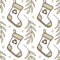 Recycled Paper Christmas Stocking concept as A seamless minimal background featuring a repeating pattern of Christmas stockings made from recycled paper symbolizing a sustainable a Clean Pro 2 vector