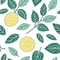 Refreshing summer leaves seamless pattern with mint and sage leaves for a cool crisp interior vibe concept as Mint and sage leaves arranged seamlessly to create a refreshing crisp Clean Pro vector