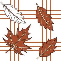 Retro autumn seamless pattern with warm plaid and fall leaf motifs for a nostalgic harvest design concept as Nostalgic autumn pattern with warm plaid and fall leaves perfect for re Clean Pro vector
