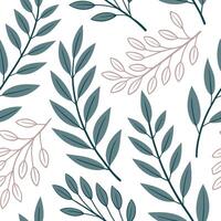 Retro botanical seamless pattern with abstract leaves for modern aesthetics concept as Abstract leaf designs in a retro botanical seamless pattern creating a modern and stylish aes Clean Pro vector