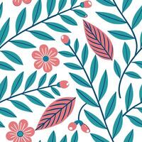 Retro botanical seamless pattern with bold colors for lively interiors concept as Vibrant botanical elements in a retro seamless pattern bringing energy and life to interiors in P Clean Pro vector