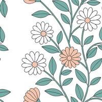 Retro floral seamless pattern with isolated white balance and pastel colors for nostalgic designs concept as Nostalgic retro floral pattern featuring pastel colors and isolated whi Clean Pro vector