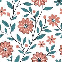 Retro floral seamless pattern with asymmetric design for eclectic spaces concept as Eclectic retro floral elements arranged in an asymmetric seamless pattern for unique interior sp Clean Pro vector