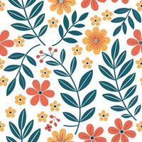 Retro floral seamless pattern with vibrant hues for dynamic spaces concept as Bright and vibrant floral elements in a retro seamless pattern adding energy to dynamic interiors in Clean Pro vector