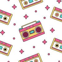 Retro geometric seamless tile pattern warm tones on white background perfect for inviting designs concept as Creating seamless tile with retro geometric patterns in warm tones on w Clean Pro vector