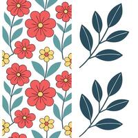 Retro inspired spring floral seamless pattern with bold and contrasting color schemes for lively designs concept as Lively spring floral pattern with retro influence featuring bold Clean Pro vector