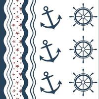 Retro nautical seamless pattern with anchors and waves in classic color schemes for marine themes concept as Classic retro nautical pattern featuring anchors and waves in timeless Clean Pro vector