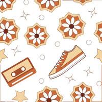 Retro geometric seamless tile pattern warm tones on white background perfect for inviting designs concept as Creating seamless tile with retro geometric patterns in warm tones on w Clean Pro 2 vector