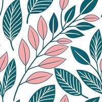 Retro spring leaves seamless pattern with exaggerated shapes and bold colors for striking vintage designs concept as Bold retro spring leaves pattern with exaggerated shapes and br Clean Pro vector