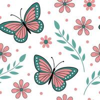 Retro spring nature seamless pattern with stylized flowers and muted earthy colors for vintage inspired designs concept as Vintage inspired spring nature pattern with stylized flow Clean Pro vector