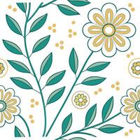 Retro style spring floral seamless pattern with circular elements and bright fresh colors for vibrant spring designs concept as Retro spring floral pattern featuring circular motif Clean Pro vector