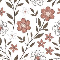 Retro summer flowers seamless pattern with vintage florals and muted earth tones for a nostalgic summer design concept as Nostalgic summer flower pattern with retro florals and mut Clean Pro vector