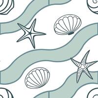 Retro summer waves seamless pattern with vintage wave designs and muted beach colors for nostalgic summer vibes concept as Vintage inspired summer wave pattern with muted beach ton Clean Pro vector