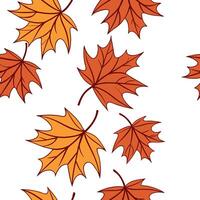 Rich autumn colors seamless tile pattern with falling leaves vibrant oranges reds and browns concept as Falling leaves in vibrant oranges reds and browns create a rich autumn color Clean Pro vector