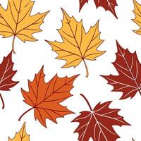 Rustic autumn leaves seamless tile pattern with deep reds oranges and yellows concept as Deep red orange and yellow autumn leaves create a rustic seamless tile pattern perfect for Clean Pro 2 vector