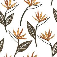 Rustic Bird of Paradise seamless pattern with earthy tones and natural textures on white background concept as Earth toned rustic Bird of Paradise flowers with natural textures cre Clean Pro vector