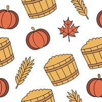 Rustic barn seamless tile pattern with wooden textures hay bales and autumn harvest elements concept as Wooden textures hay bales and harvest elements create a rustic barn seamless Clean Pro vector