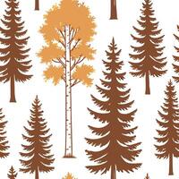 Rustic autumn trees seamless tile pattern with pine and birch for country inspired interiors concept as Pine and birch trees arranged seamlessly to create rustic and country inspir Clean Pro 4 vector