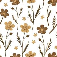 Rustic buttercup seamless pattern with earthy tones and natural textures on white background concept as Earth toned rustic buttercups with natural textures creating a warm seamless Clean Pro vector