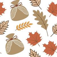 Rustic burlap and autumn leaves seamless tile pattern with natural textures and earthy tones concept as Natural burlap textures and earthy autumn leaves create a rustic seamless ti Clean Pro vector