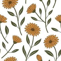 Rustic calendula texture seamless tile pattern earthy isolated white background ideal for farmhouse decor textiles home accessories concept as Rustic calendula texture seamless pat Clean Pro vector