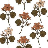 Rustic geranium seamless pattern with earthy tones and natural textures on white background concept as Earth toned rustic geraniums with natural textures creating a warm seamless p Clean Pro vector