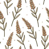 Rustic heather seamless pattern with earthy tones and natural textures on white background concept as Earth toned rustic heather flowers with natural textures creating warm seamles Clean Pro vector
