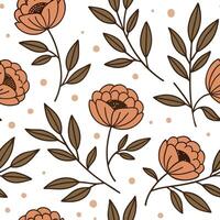 Rustic peony seamless pattern with earthy tones and natural textures on white background concept as Earth toned rustic peonies with natural textures creating a warm seamless patter Clean Pro vector