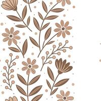 Rustic seamless tile pattern featuring hand drawn floral illustrations and earthy tones ideal for farmhouse kitchens concept as Hand drawn floral illustrations with earthy tones cr Clean Pro vector