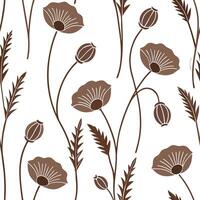 Rustic poppy seamless tile pattern with dried poppy motifs and earthy brown tones ideal for country style kitchens concept as Dried poppy motifs and earthy brown tones create rusti Clean Pro vector
