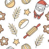 Santas Eco Conscious Cookies concept as Create a seamless background featuring Santa baking cookies with organic ingredients The design includes cartoon elements and a bright colo Clean Pro vector