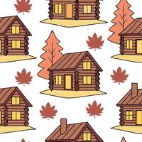 Rustic wooden cabin seamless tile pattern with warm lights and autumn foliage concept as Warm lit rustic cabins surrounded by autumn foliage create a seamless tile pattern perfect Clean Pro vector