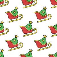 Santas Eco Friendly Sleigh concept as Create a seamless background featuring Santas sleigh made from recycled materials The design uses bright colors and cartoon elements emphasiz Clean Pro vector