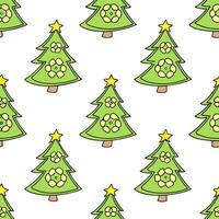 Santas Green Christmas Tree concept as Create a seamless background featuring a cartoon style Christmas tree made from sustainable materials The design incorporates bright colors Clean Pro vector