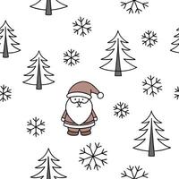 Santas Minimalist Winter Scene concept as Create a seamless minimalist winter scene featuring Santa among snowflakes and trees The design utilizes simple cartoon elements and prov Clean Pro vector