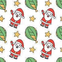 Santas Recycled Paper Decorations concept as Illustrate a seamless background featuring Santa decorating with recycled paper decorations The design uses playful cartoon elements a Clean Pro vector