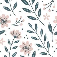Scandinavian floral seamless tile pattern with soft color palette and simple botanical illustrations for minimalist homes concept as Soft color palette and simple botanical illustr Clean Pro 2 vector