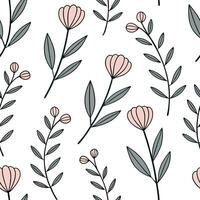 Scandinavian inspired heather seamless pattern with minimal colors and clean lines on white concept as Minimal color Scandinavian heather flowers with clean lines creating simple s Clean Pro vector