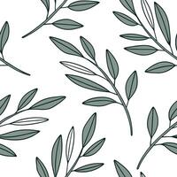 Scandinavian inspired sage leaves seamless pattern with minimal colors and clean lines on white concept as Minimal color Scandinavian sage leaves with clean lines creating a simple Clean Pro vector