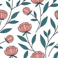 Scandinavian inspired peony seamless pattern with minimal colors and clean lines on white concept as Minimal color Scandinavian peonies with clean lines creating a simple seamless Clean Pro vector